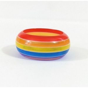 Vintage Rainbow Layered Plastic Ring - size 8